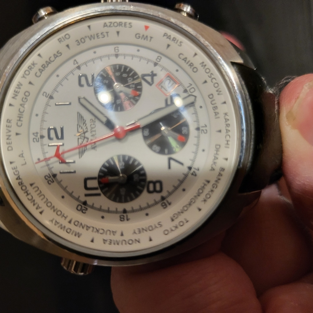 Aviator Chronograph Watch, Model Number AVW5839G4, 6 x Hands Dial, Leath… - Picture 5 of 9